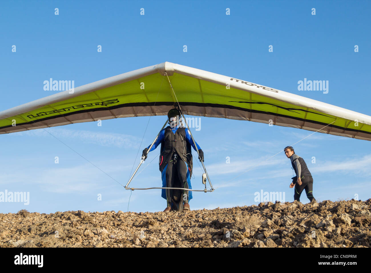 Deltaplano si prepara a prendere il via Foto Stock