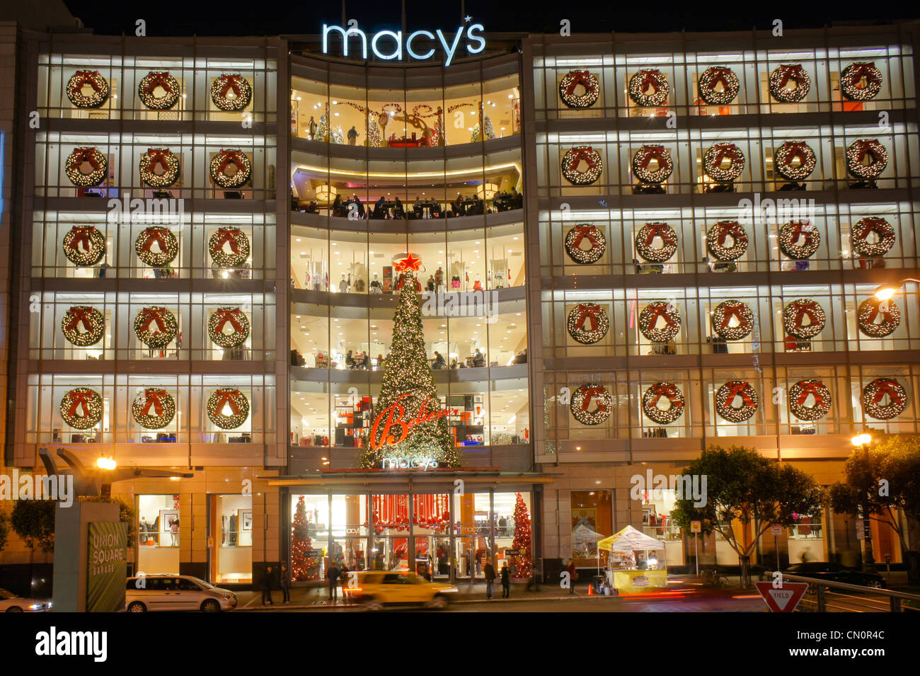 I grandi magazzini Macy decorazioni di Natale di San Francisco California USA Foto Stock
