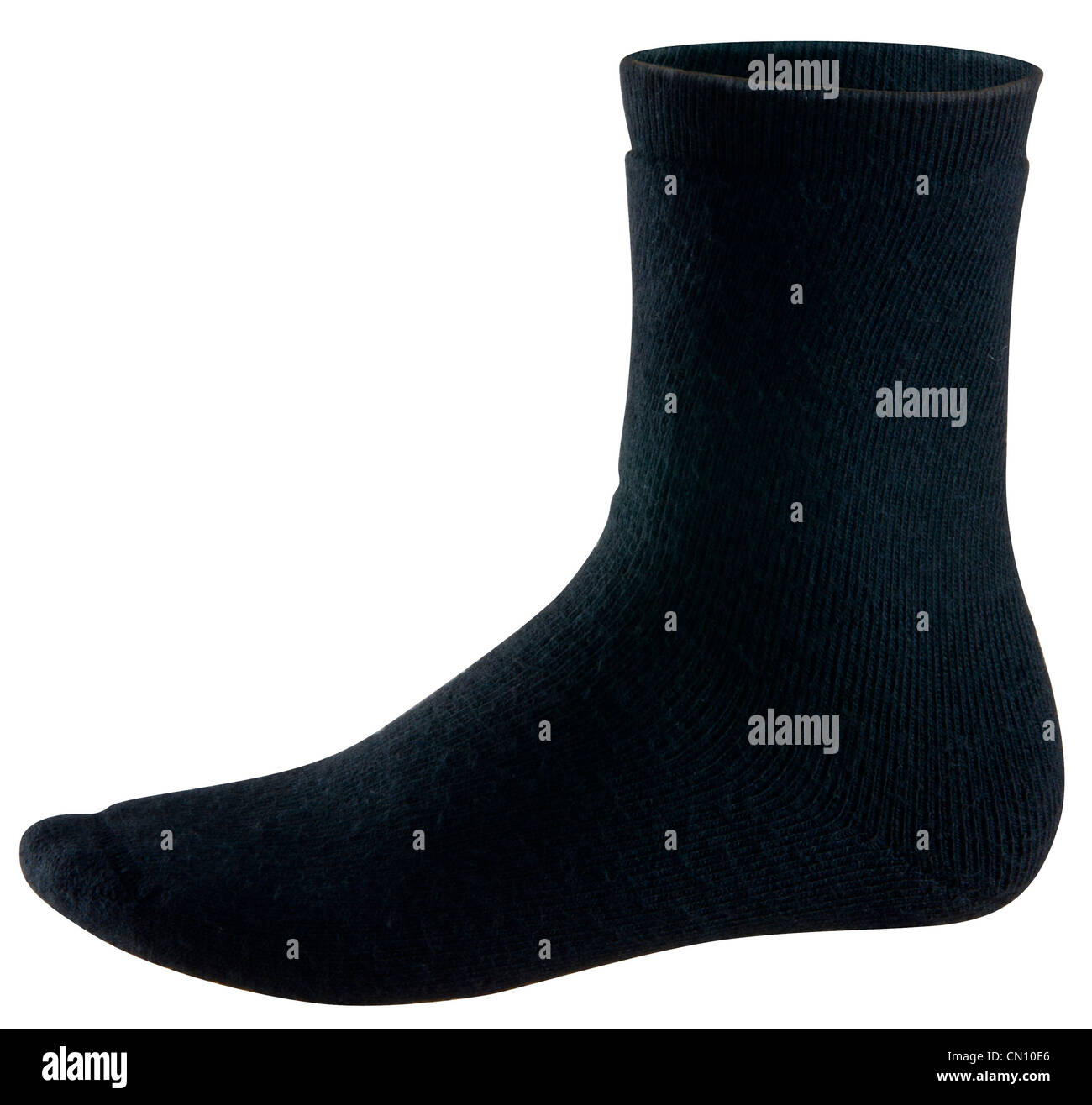 Calza nero isolato su uno sfondo bianco intaglio Foto Stock