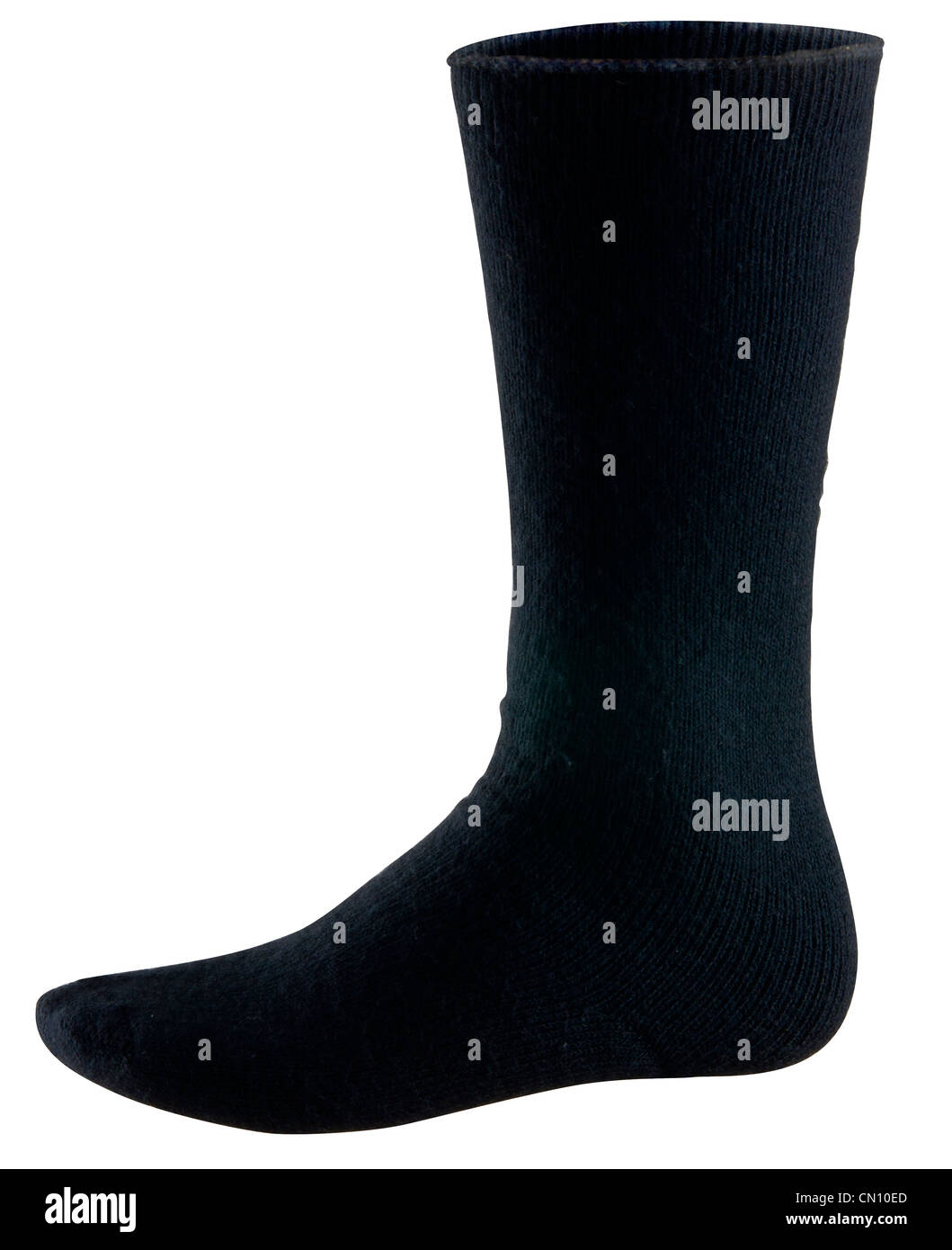Calza nero isolato su uno sfondo bianco intaglio Foto Stock