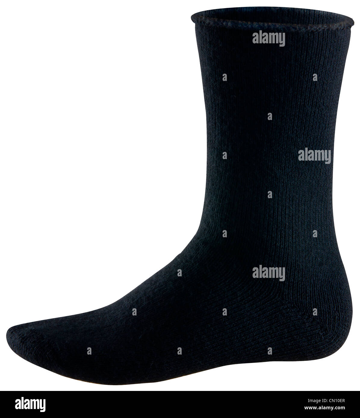 Calza nero isolato su uno sfondo bianco intaglio Foto Stock