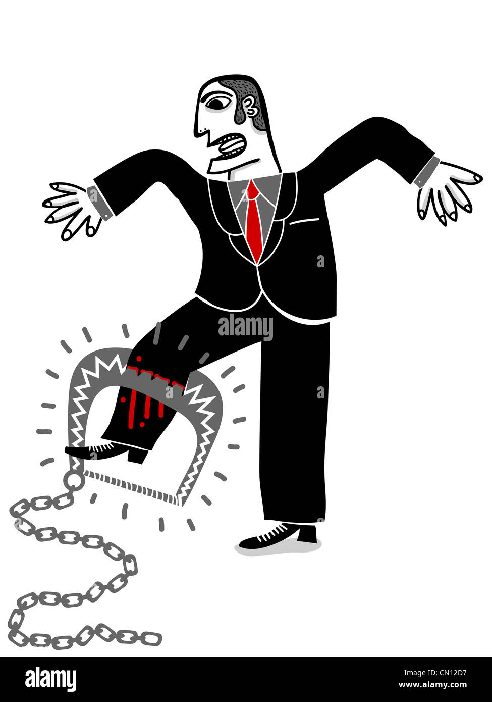 Imprenditore intrappolato dalla trappola orso Foto Stock