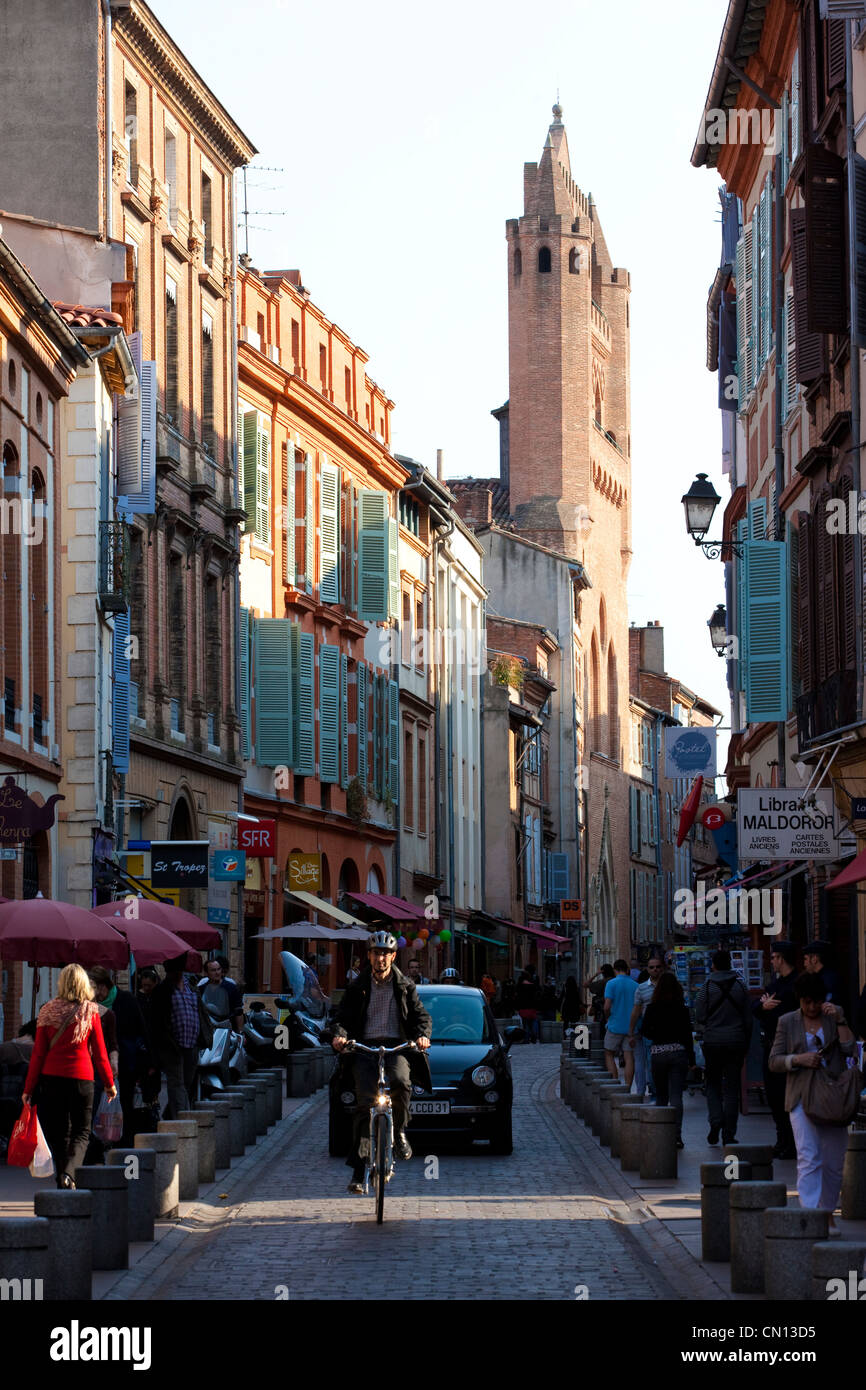 Rue du Taur, nel centro di Tolosa, Midi-Pirenei, sud della Francia e d'Europa. Foto Stock