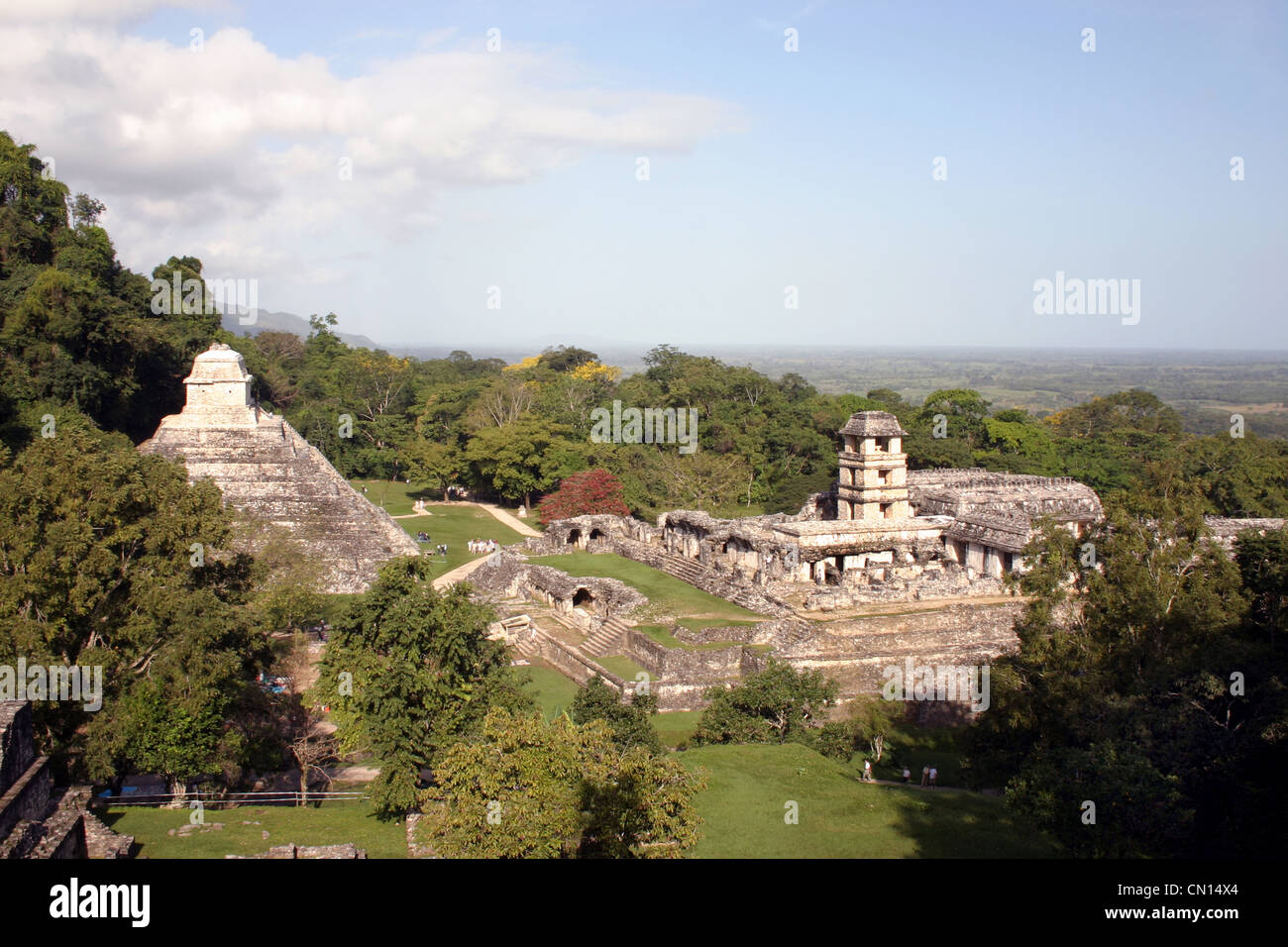 Il Tempio delle iscrizioni nel sito archeologico Maya di Palenque, Chiapas, Messico. Uno splendido esempio di architettura precolombiana. Foto Stock