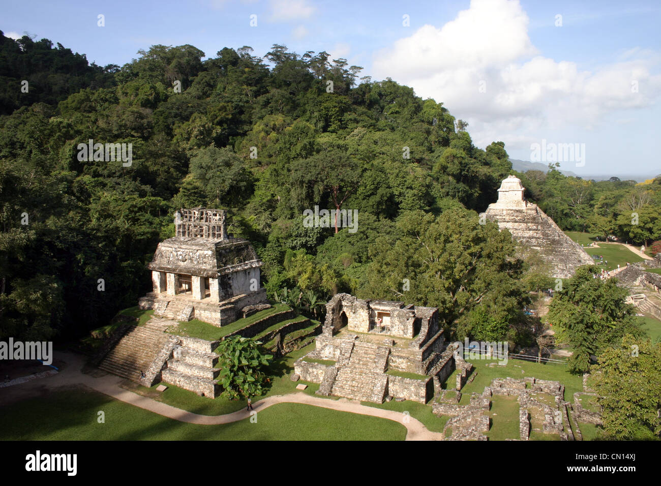 Il Tempio delle iscrizioni nel sito archeologico Maya di Palenque, Chiapas, Messico. Uno splendido esempio di architettura precolombiana. Foto Stock