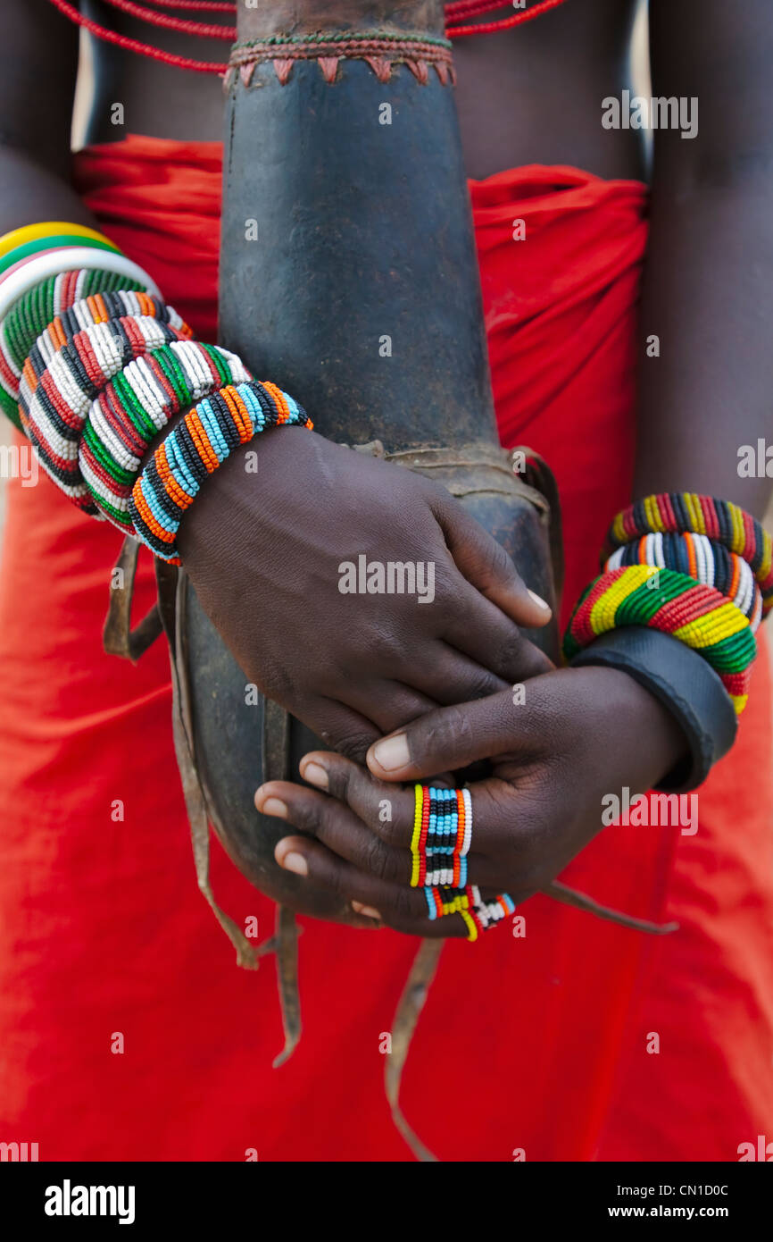 Samburu tribeswoman, Samburu riserva nazionale, Kenya Foto Stock