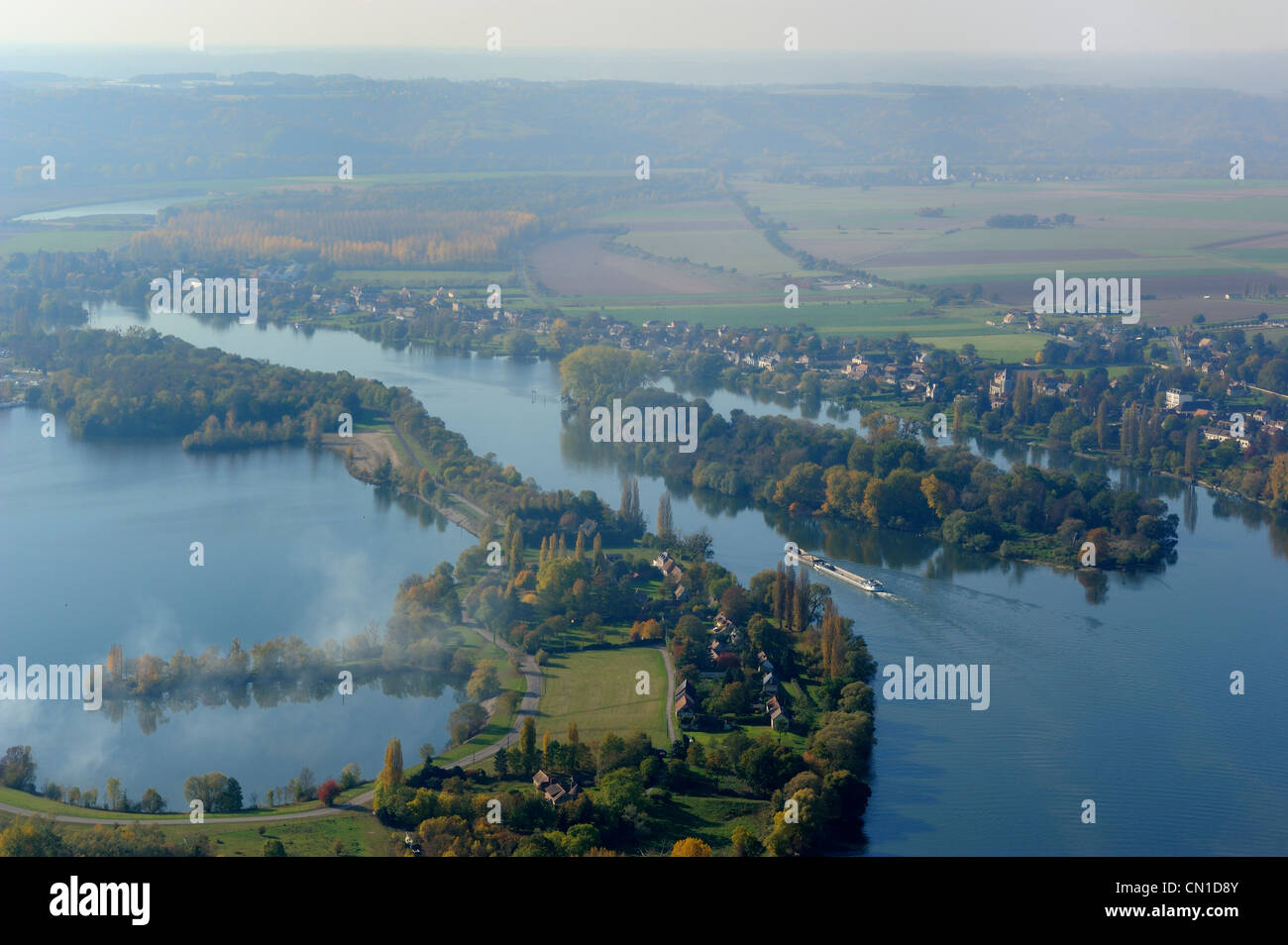 Francia, Eure, la Senna a valle Muids Les Andelys (vista aerea) Foto Stock