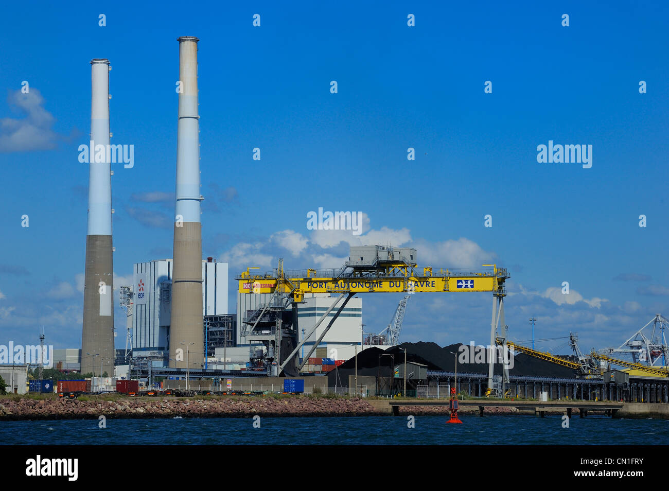 Francia, Seine Maritime, Le Havre porto commerciale, centrale termica Foto Stock