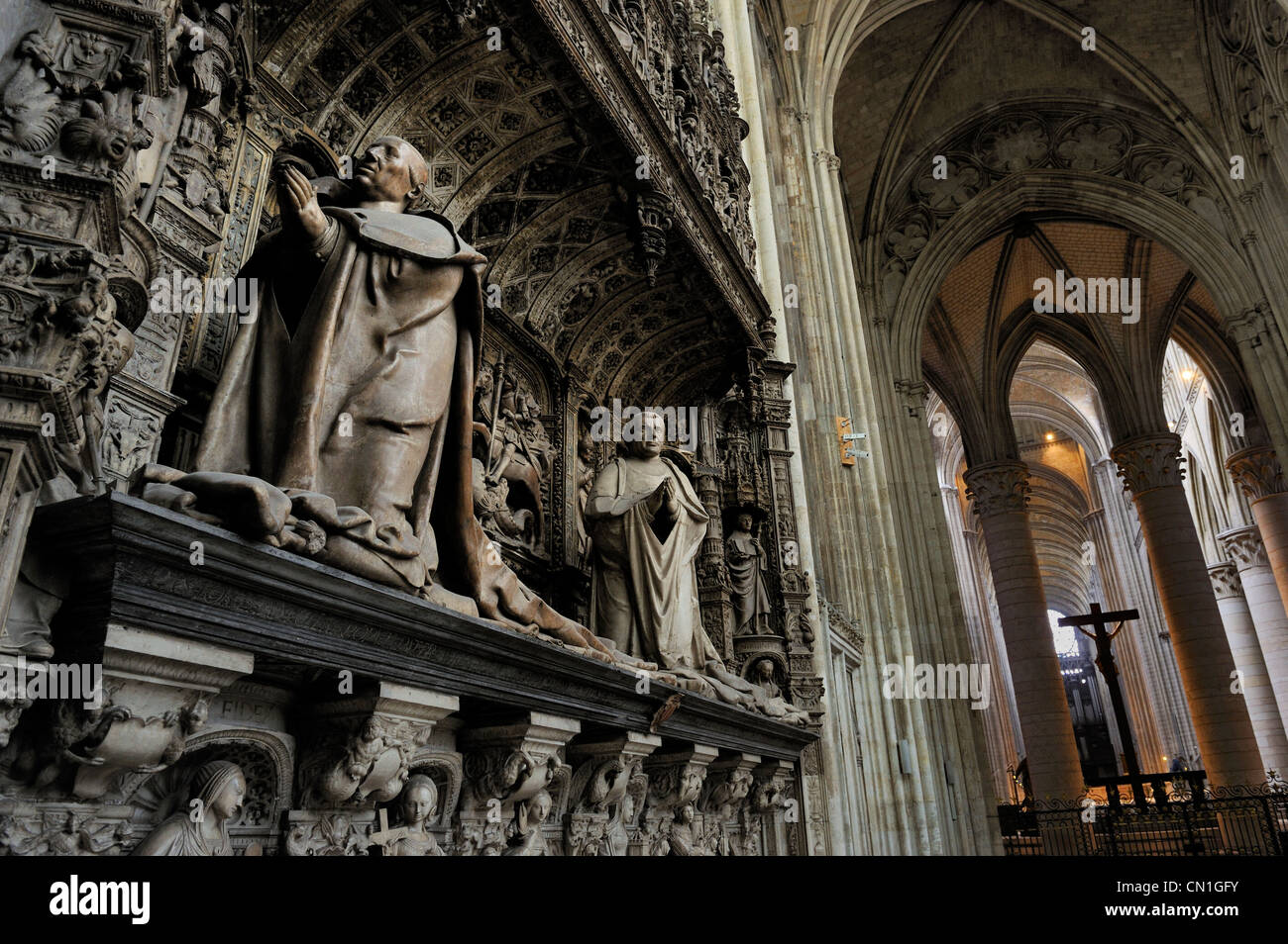 Francia, Seine Maritime, Rouen, Notre Dame della cattedrale di Rouen, la cappella della Vergine, la tomba dei cardinali di Amboise dating Foto Stock