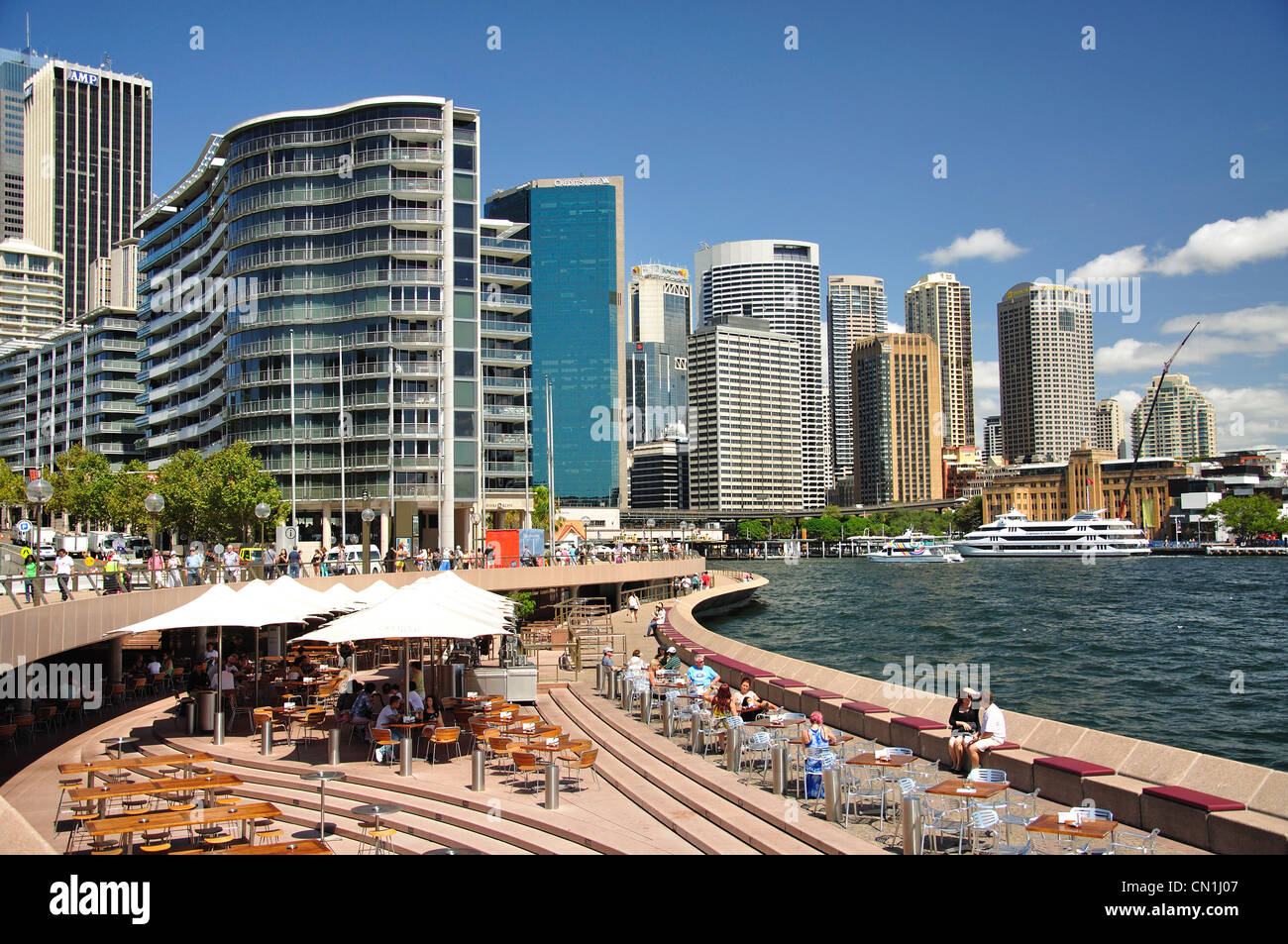 Il Porto di Sydney e il CBD da Circular Quay, Sydney, Nuovo Galles del Sud, Australia Foto Stock