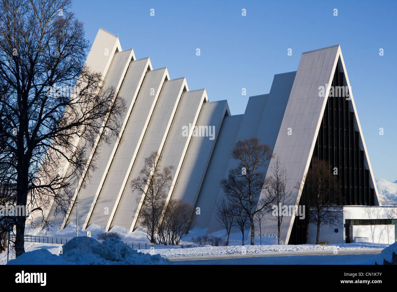 Il Tromsdalen chiesa (Tromsdalen Kirke), noto anche come la Cattedrale Artica Tromso Norvegia troms Foto Stock