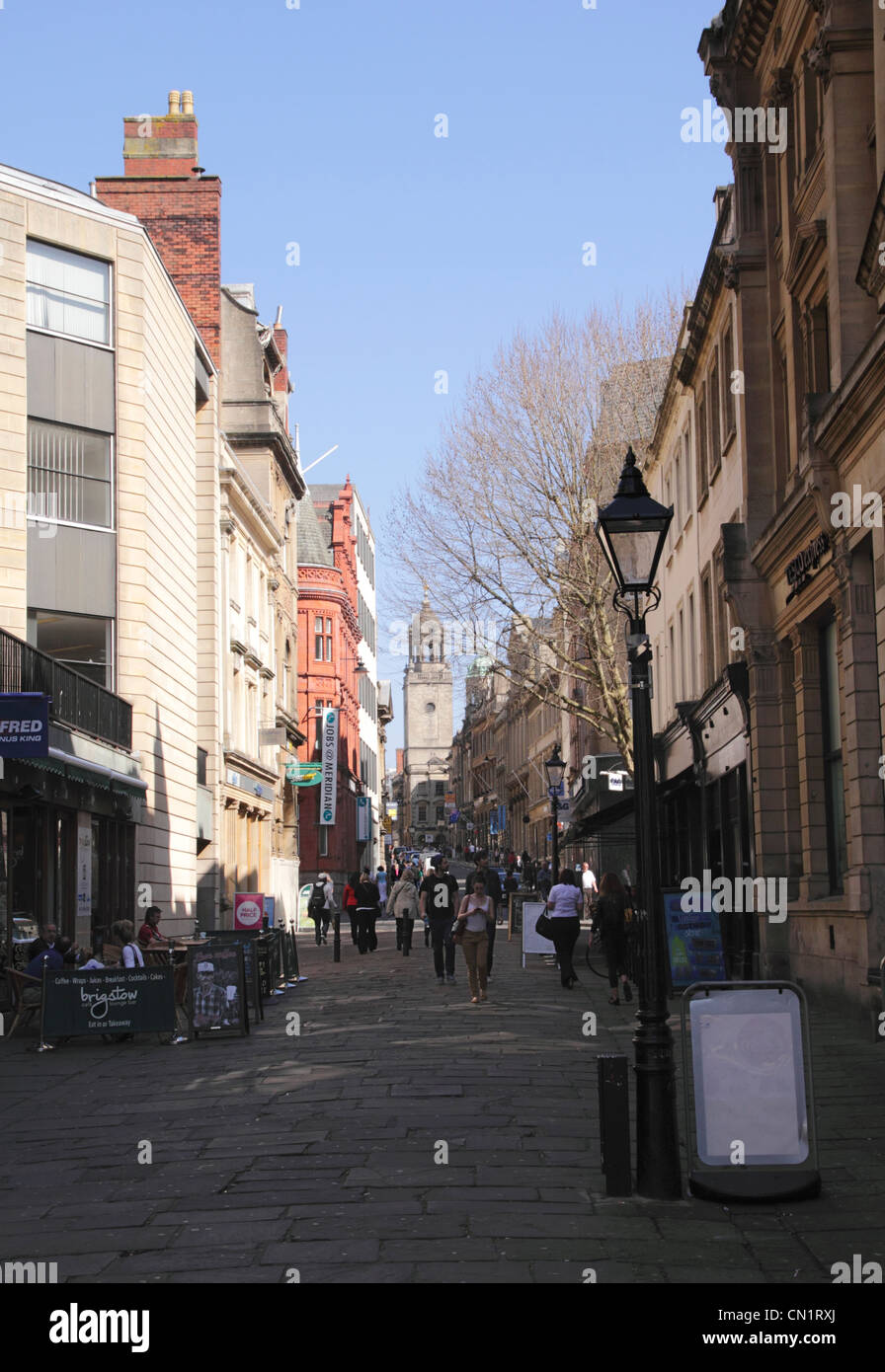 Il centro di Bristol vista lungo la Clare Street Foto Stock