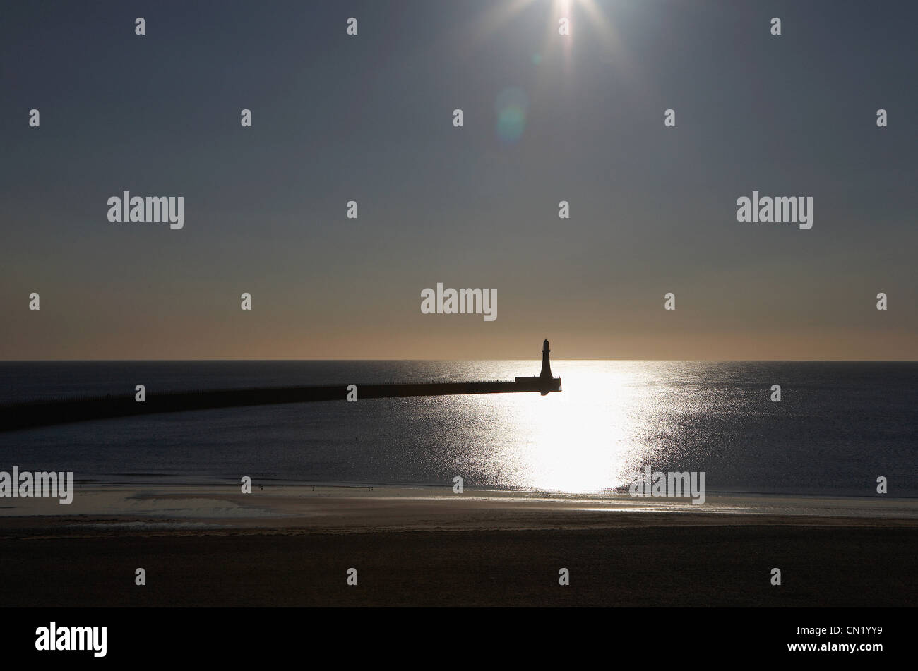 South Shields faro e Pier, Tyne and Wear, Inghilterra Foto Stock