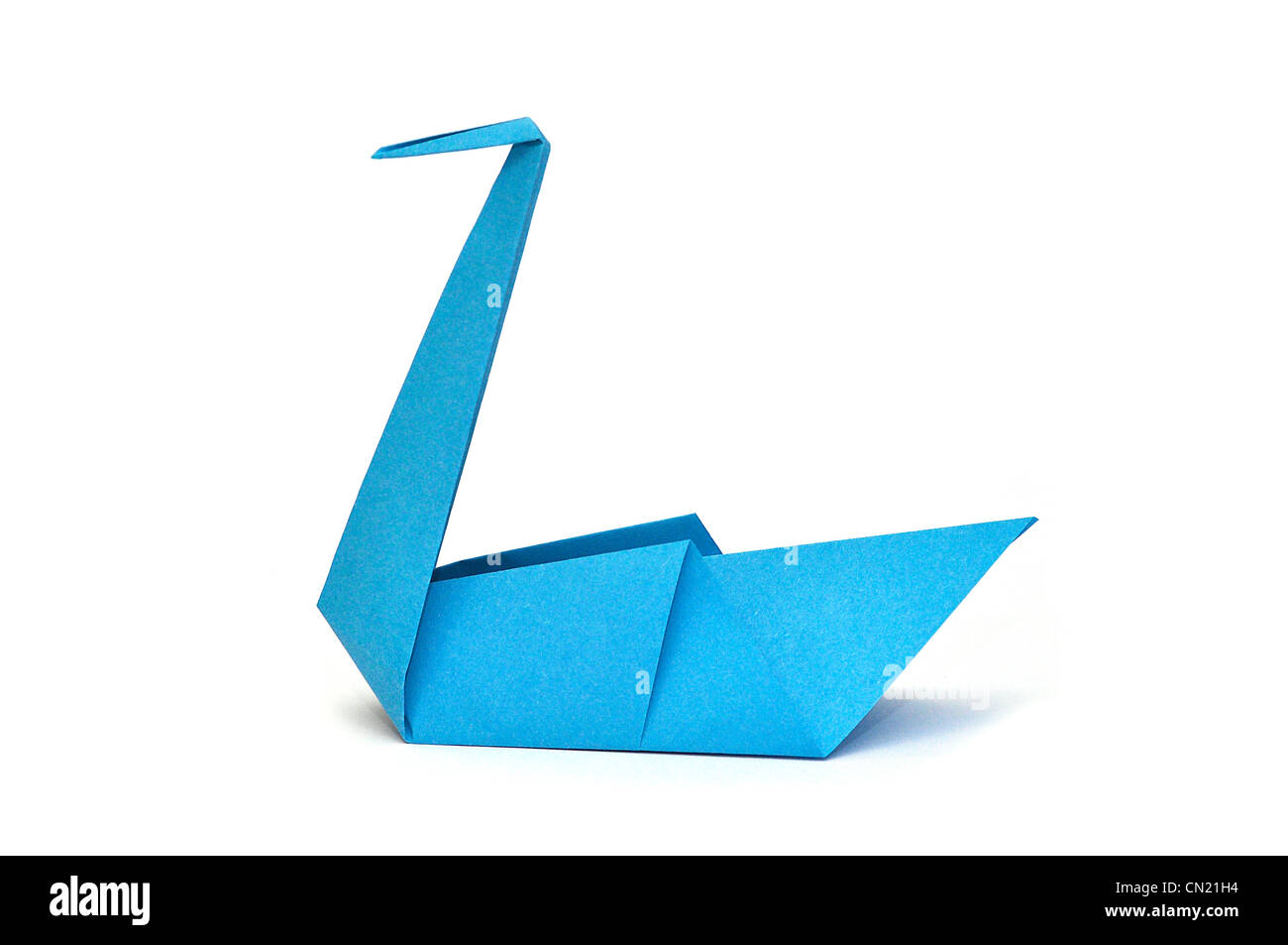 Origami Carta Blu Swan Foto Stock