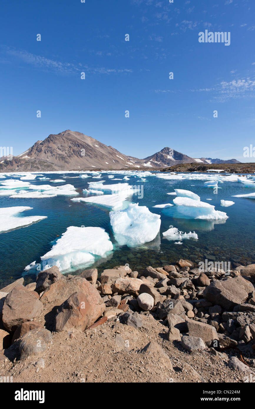 Mare di ghiaccio vicino a Kulusuk, Groenlandia Foto Stock