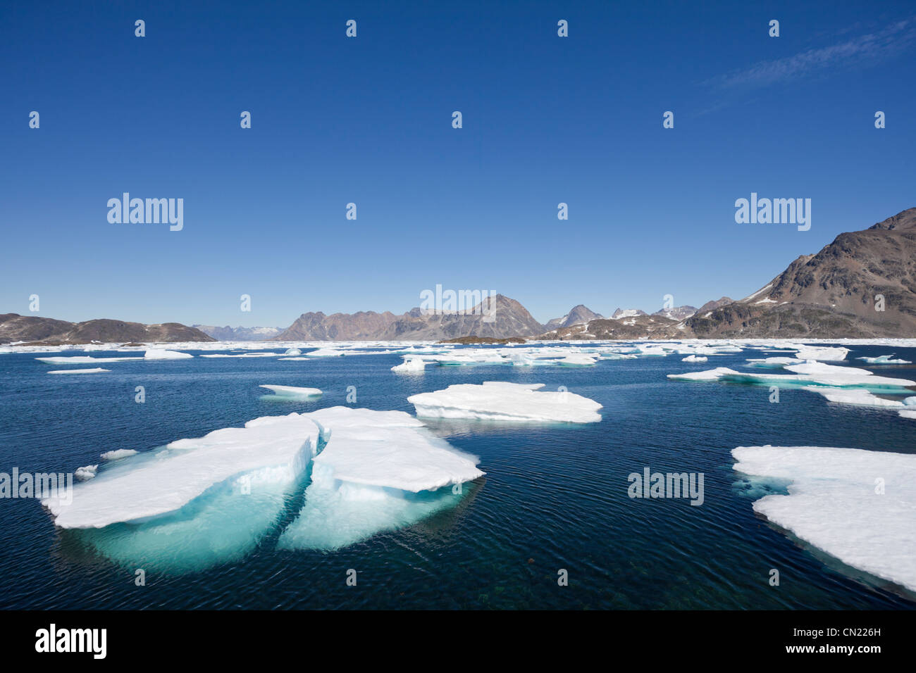 Mare di ghiaccio vicino a Kulusuk, Groenlandia Foto Stock