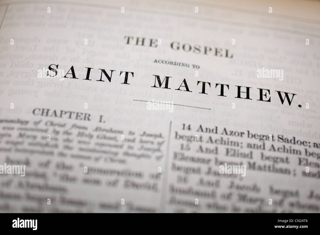 San Matteo la Bibbia rubrica Foto Stock