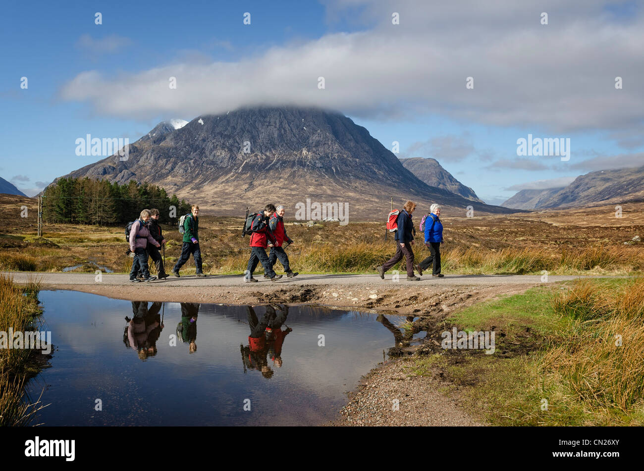 Walkers sul West Highland Way Foto Stock