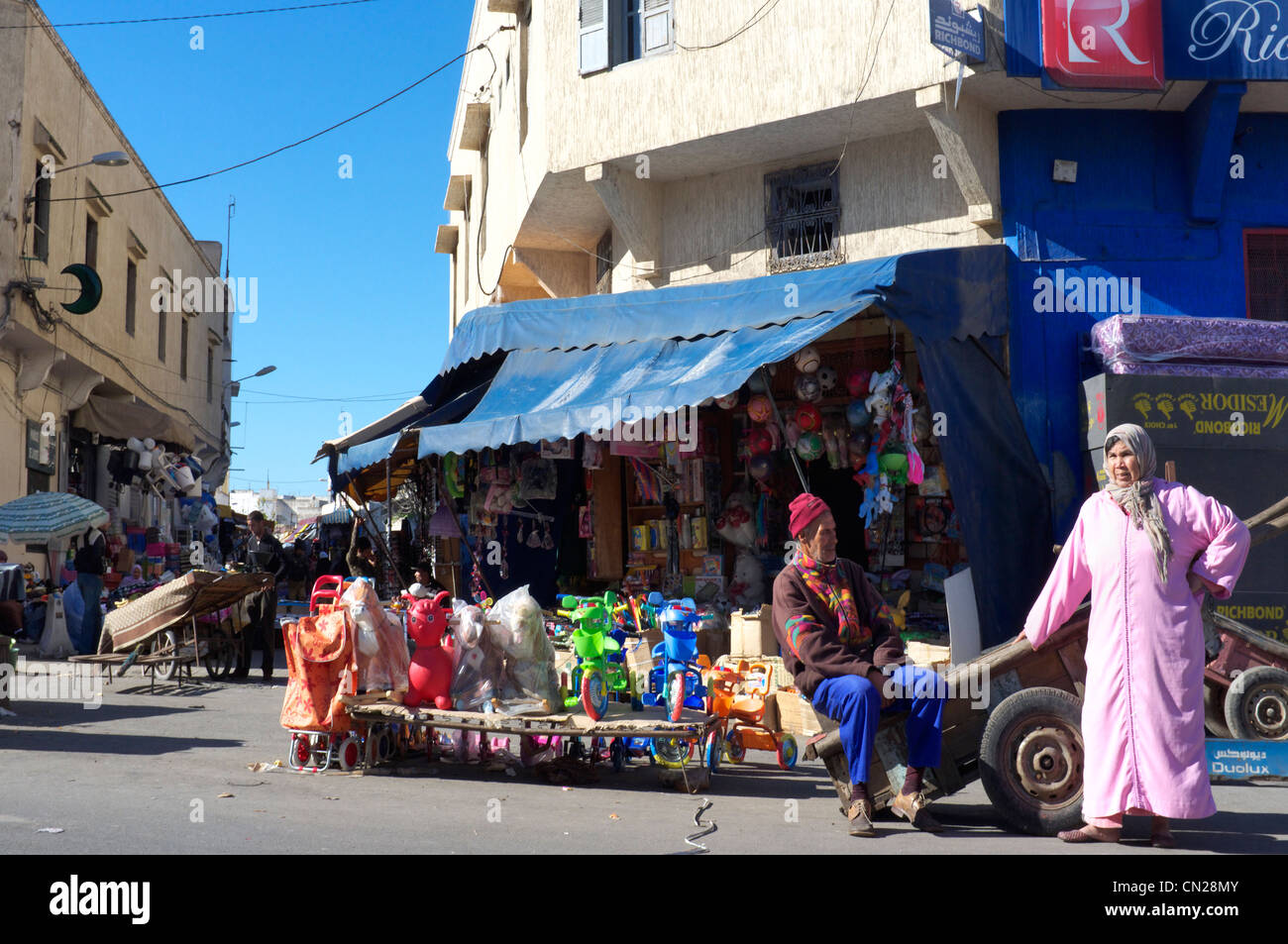 Souq, scena del mercato, Salé, a nord-ovest del Marocco, Africa Foto Stock