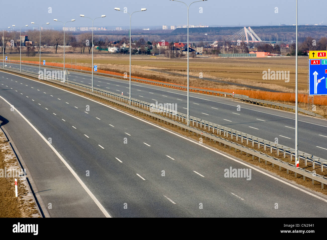 Svuotare autostrada A1 in Polonia Foto Stock