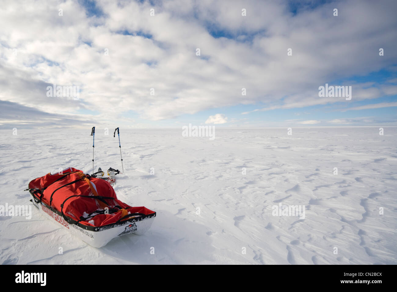 Paesaggio artico - punto di sosta della spedizione polare, calotta glaciale, Circolo Polare Artico, Groenlandia Foto Stock