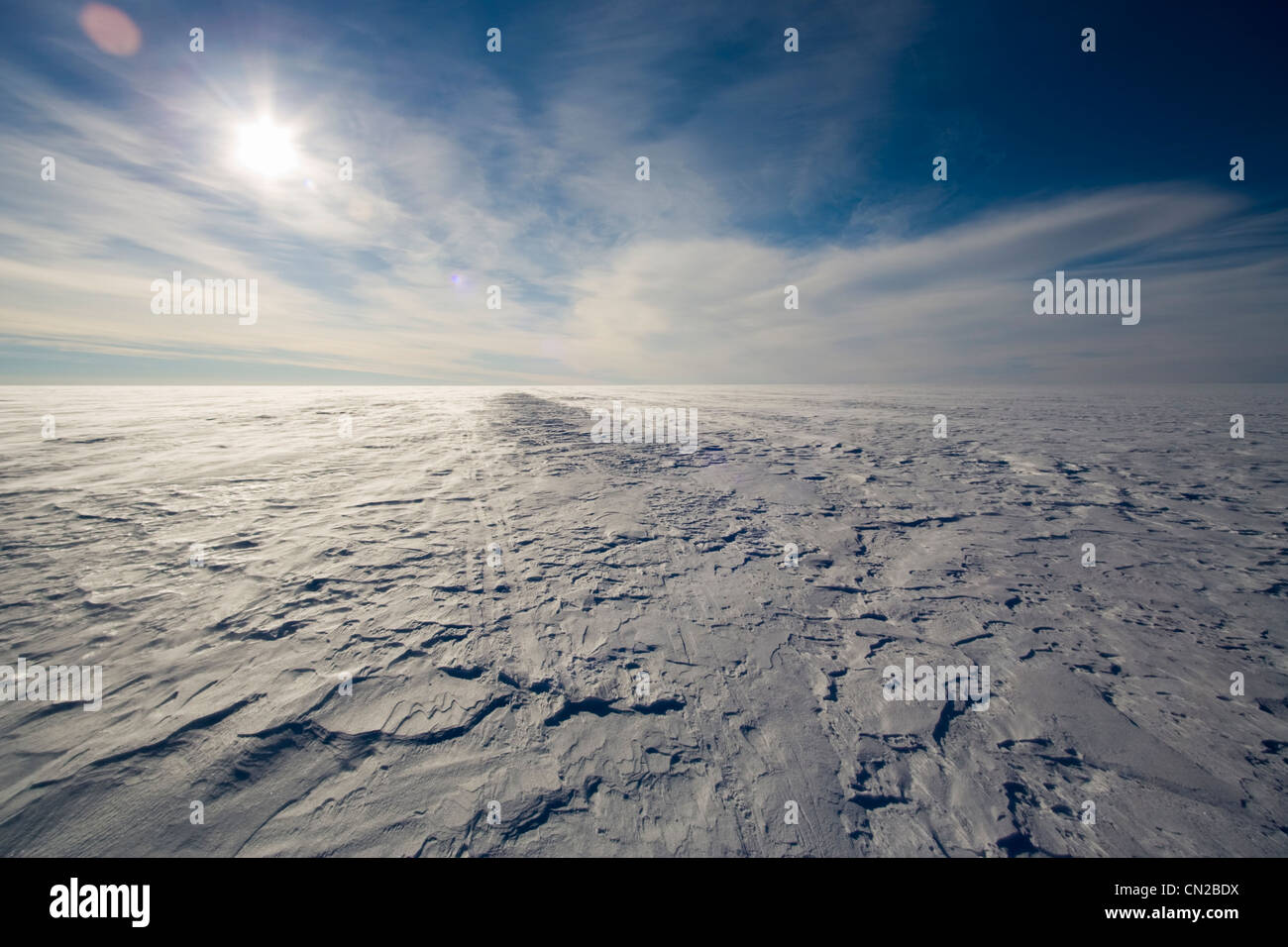 Tundra polare paesaggio artico - calotta glaciale, Circolo Polare Artico, Groenlandia Foto Stock