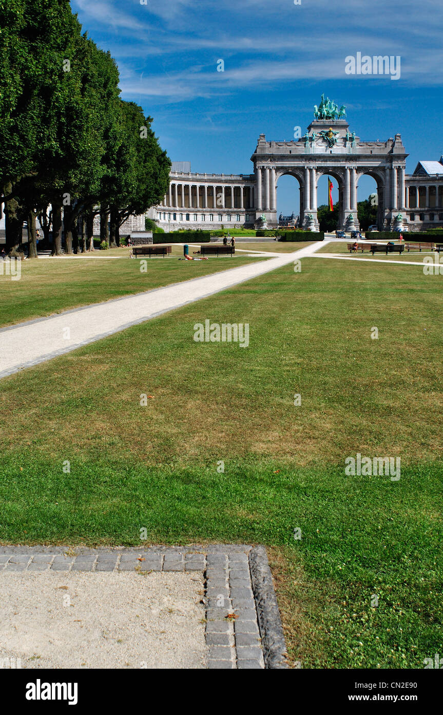 Il Belgio, Bruxelles, Arco Trionfale al Parc du Cinquantenaire Foto Stock