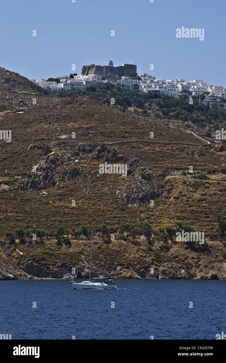 Chora Monastero Patmos Grecia Foto Stock