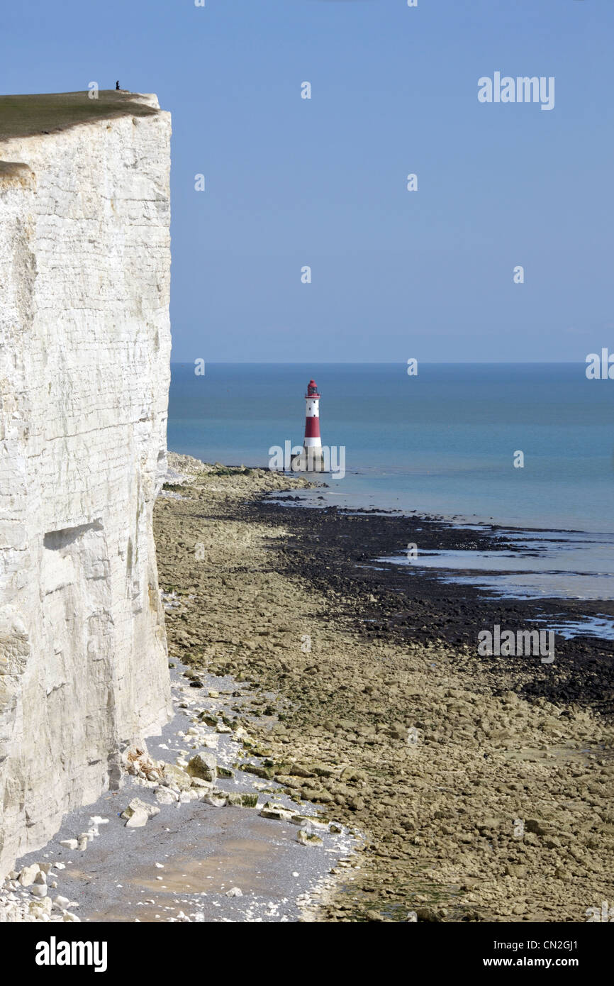 Scogliere Bianche di Beachy Head e il faro Foto Stock