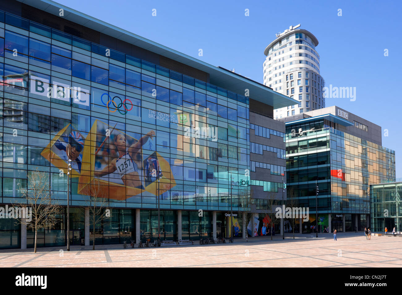 Edificio della BBC Quay House in Media City UK, Salford Quays, Salford Foto Stock