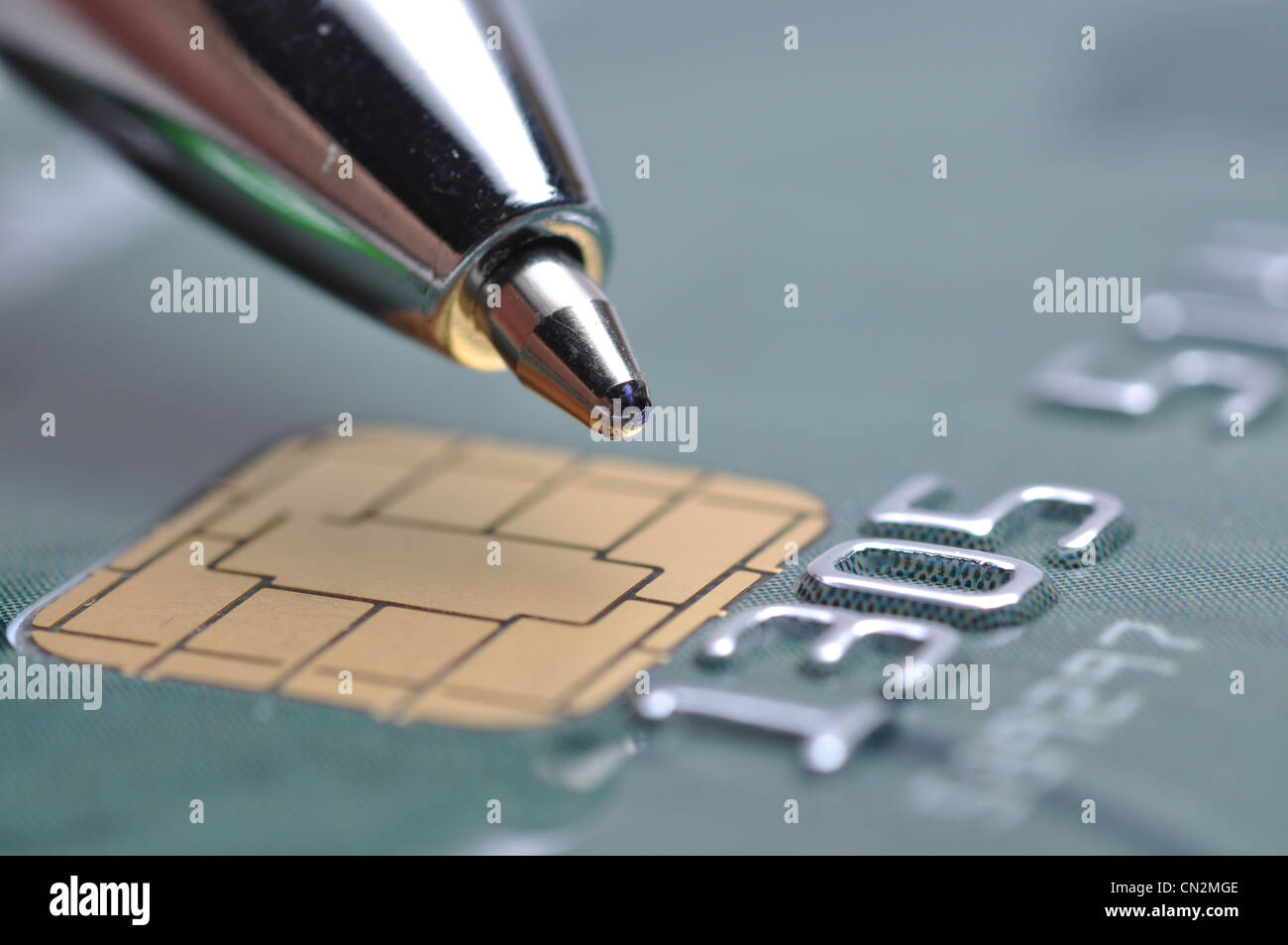 Puntamento chip di nuova carta di credito Foto Stock