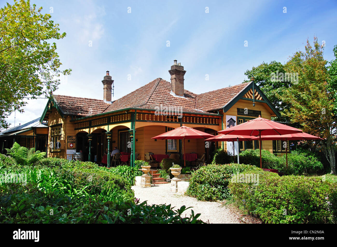 Swiss Cottage Restaurant (ex Lurline Cottage), Lurline Street, Katoomba, Blue Mountains, Nuovo Galles del Sud, Australia Foto Stock