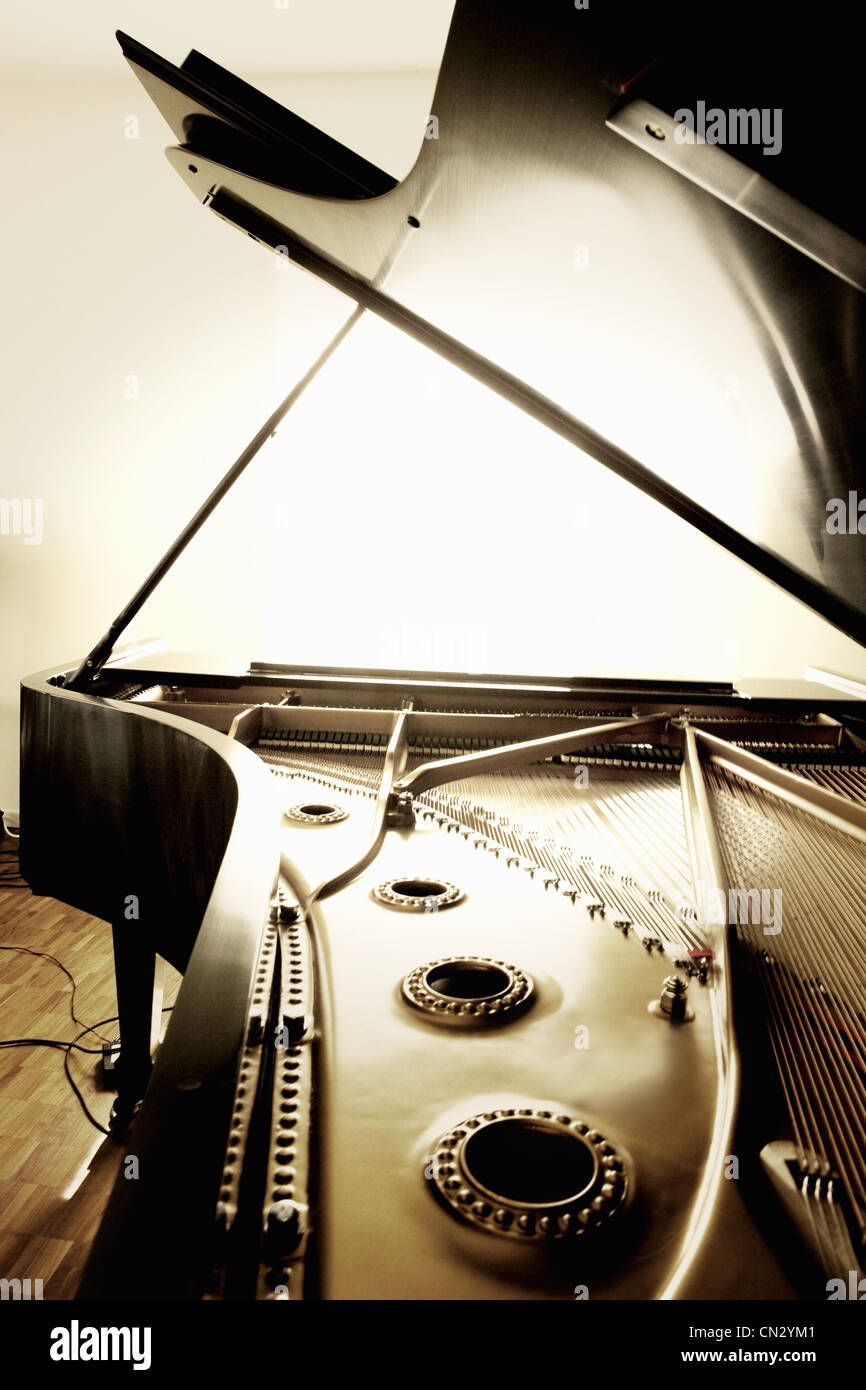 Dettaglio di un pianoforte a coda Foto Stock