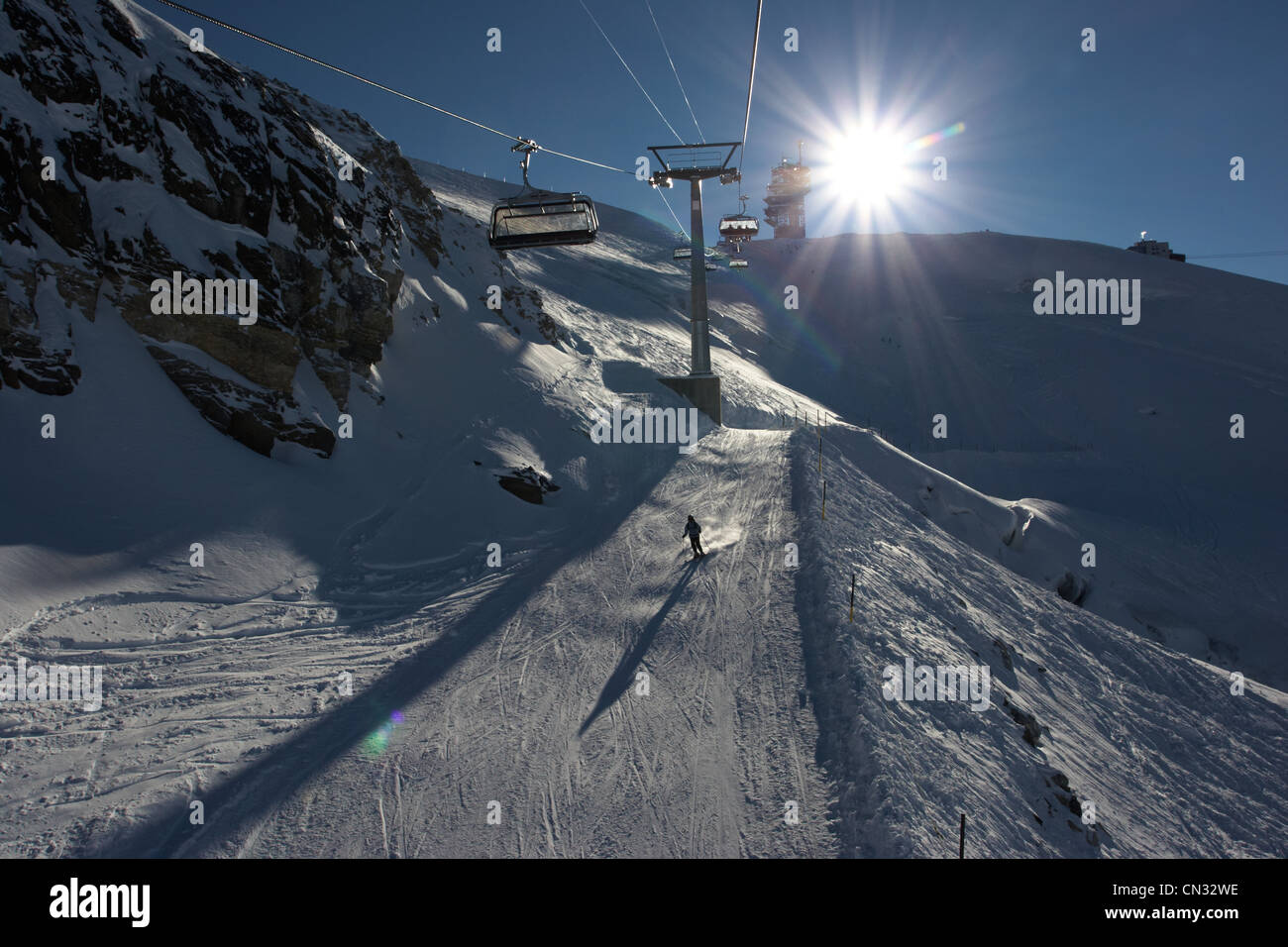 Impianti di risalita, il Monte Titlis, alpi svizzere, Svizzera Foto Stock