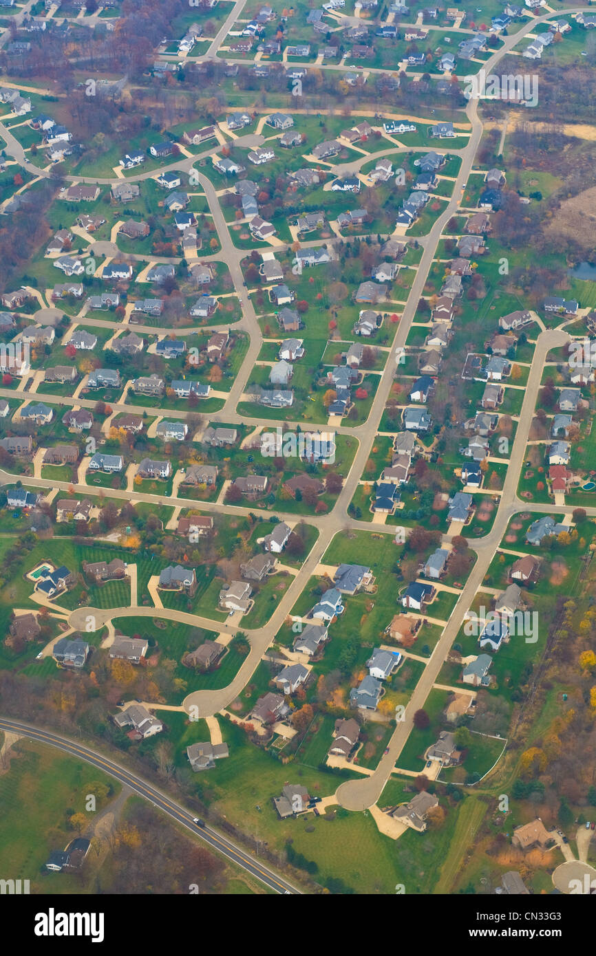 Vista aerea del suburban Ohio, Stati Uniti d'America Foto Stock