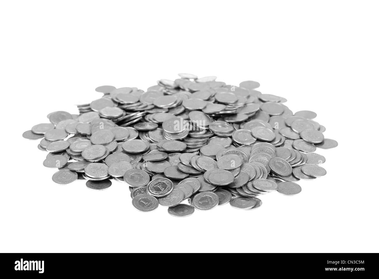 Polish Zloty valuta. Il denaro e il concetto di risparmio su sfondo bianco. Foto Stock