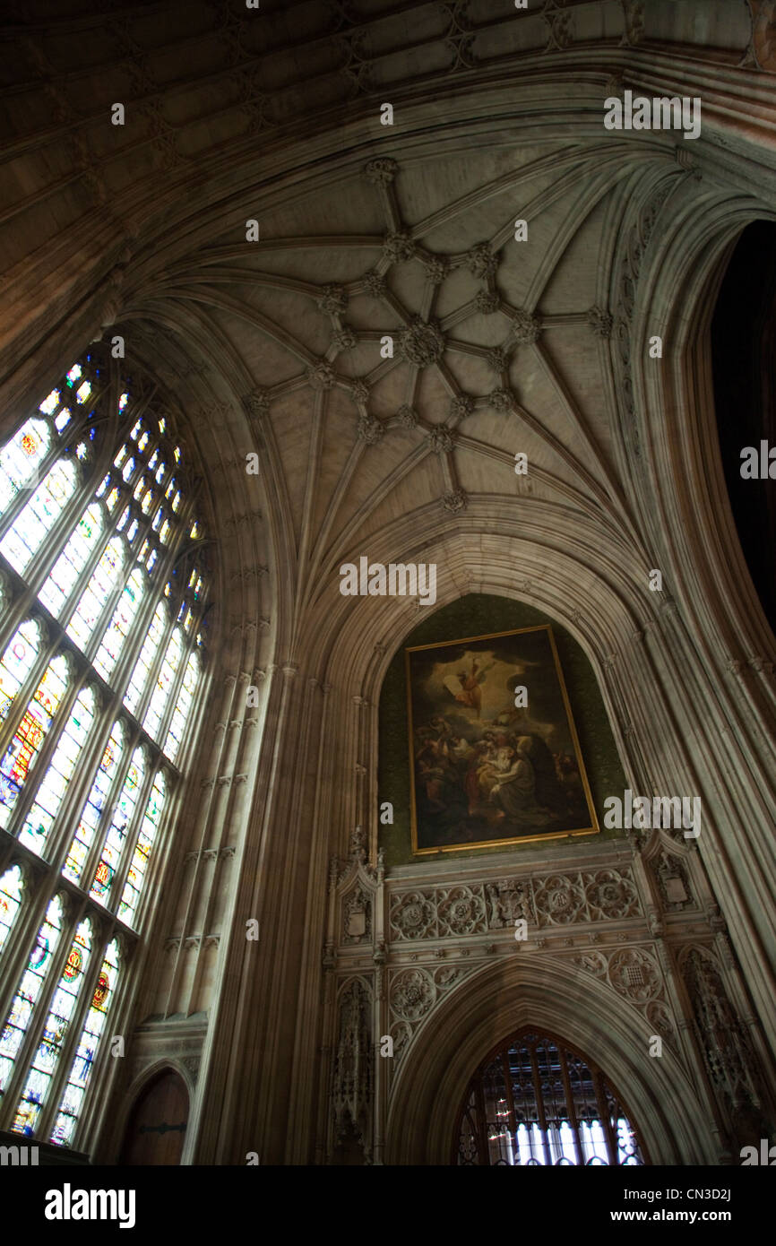 Inghilterra, Londra, Palazzo di Westminster, Vetrata di Westminster Hall Foto Stock
