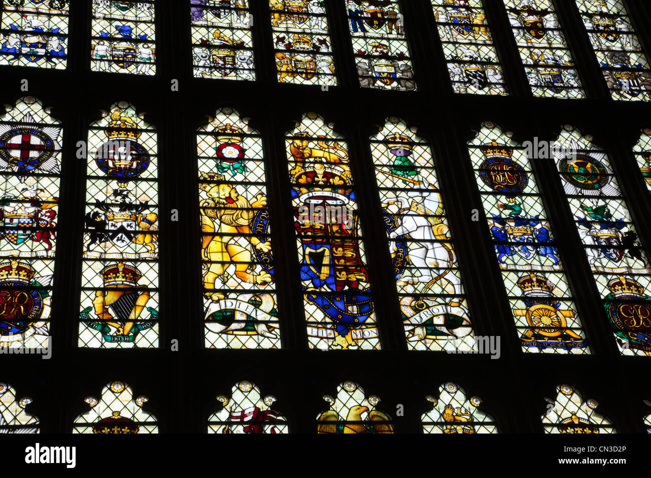Inghilterra, Londra, Palazzo di Westminster, Vetrata di Westminster Hall Foto Stock