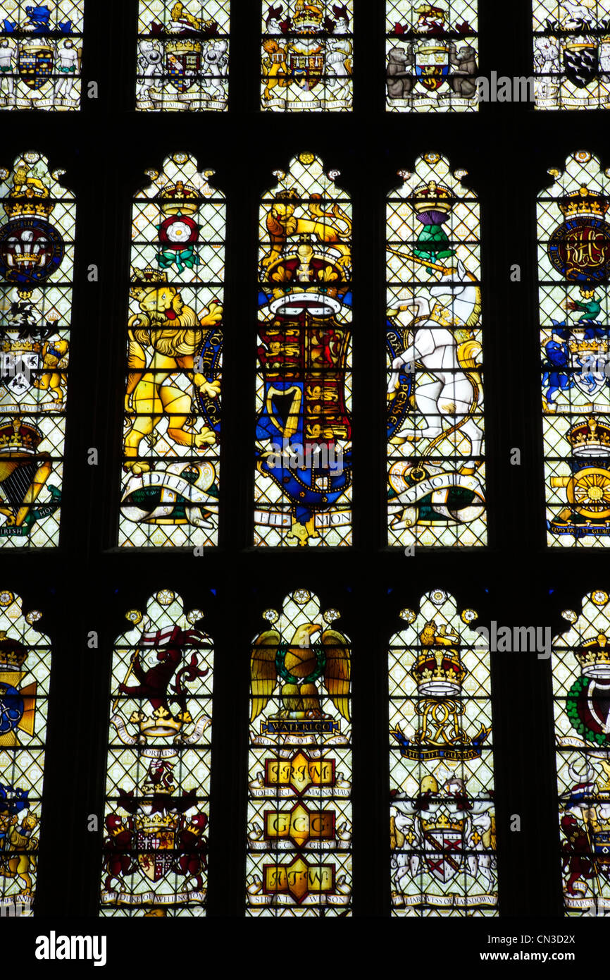 Inghilterra, Londra, Palazzo di Westminster, Vetrata di Westminster Hall Foto Stock