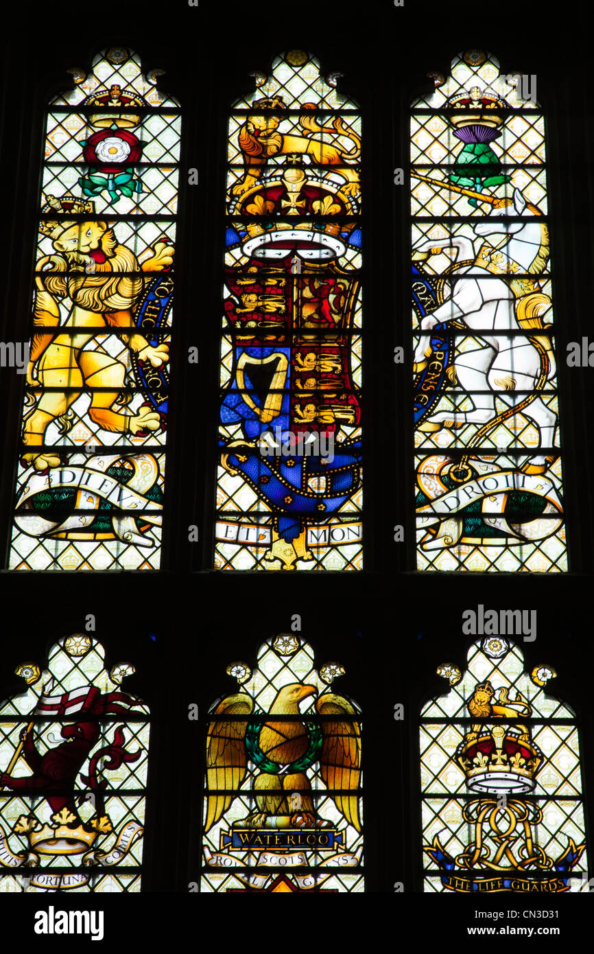 Inghilterra, Londra, Palazzo di Westminster, Vetrata di Westminster Hall Foto Stock