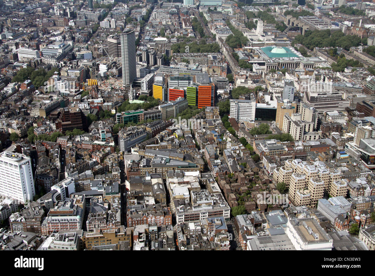 Vista aerea di Shaftesbury Avenue, Mercer Street, Endell Street, Londra WC1 Foto Stock