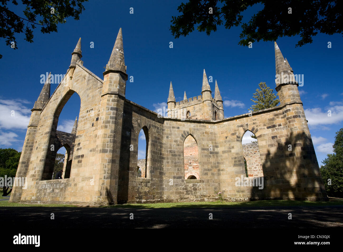 Australia e Tasmania, Port Arthur colonia penale, elencato come patrimonio mondiale dall' UNESCO, chiesa ericted dai detenuti nel 1837 Foto Stock