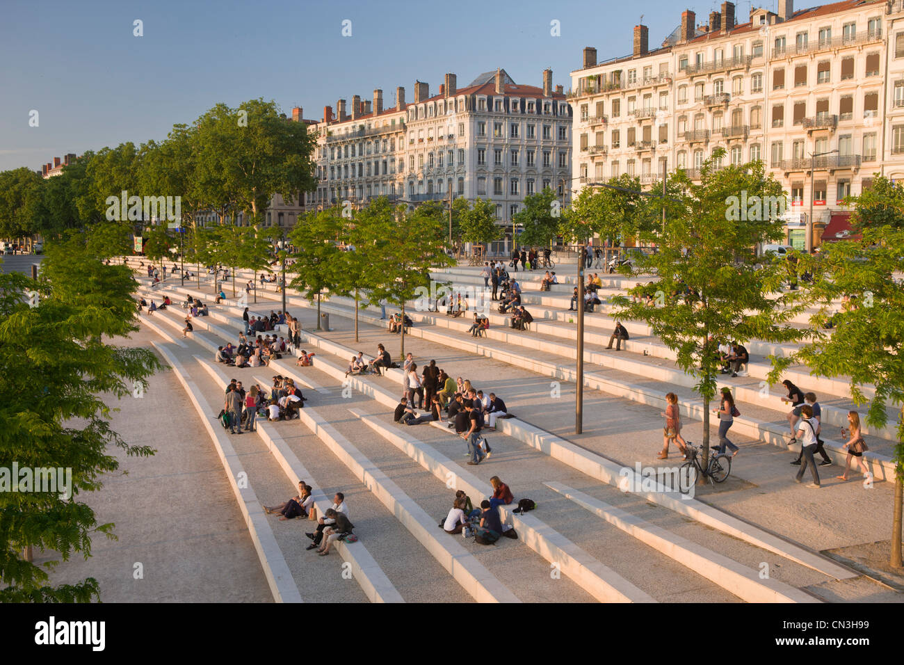 Francia, Rhone, Lione, Rhone river banche Foto Stock