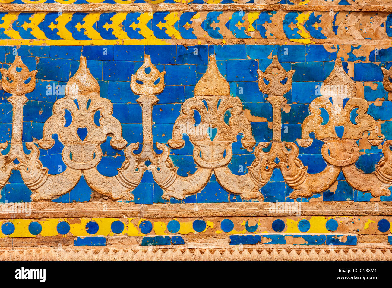 Stile Mughal ornamenti a parete. Gwalior Fort. Il Madhya Pradesh, India Foto Stock