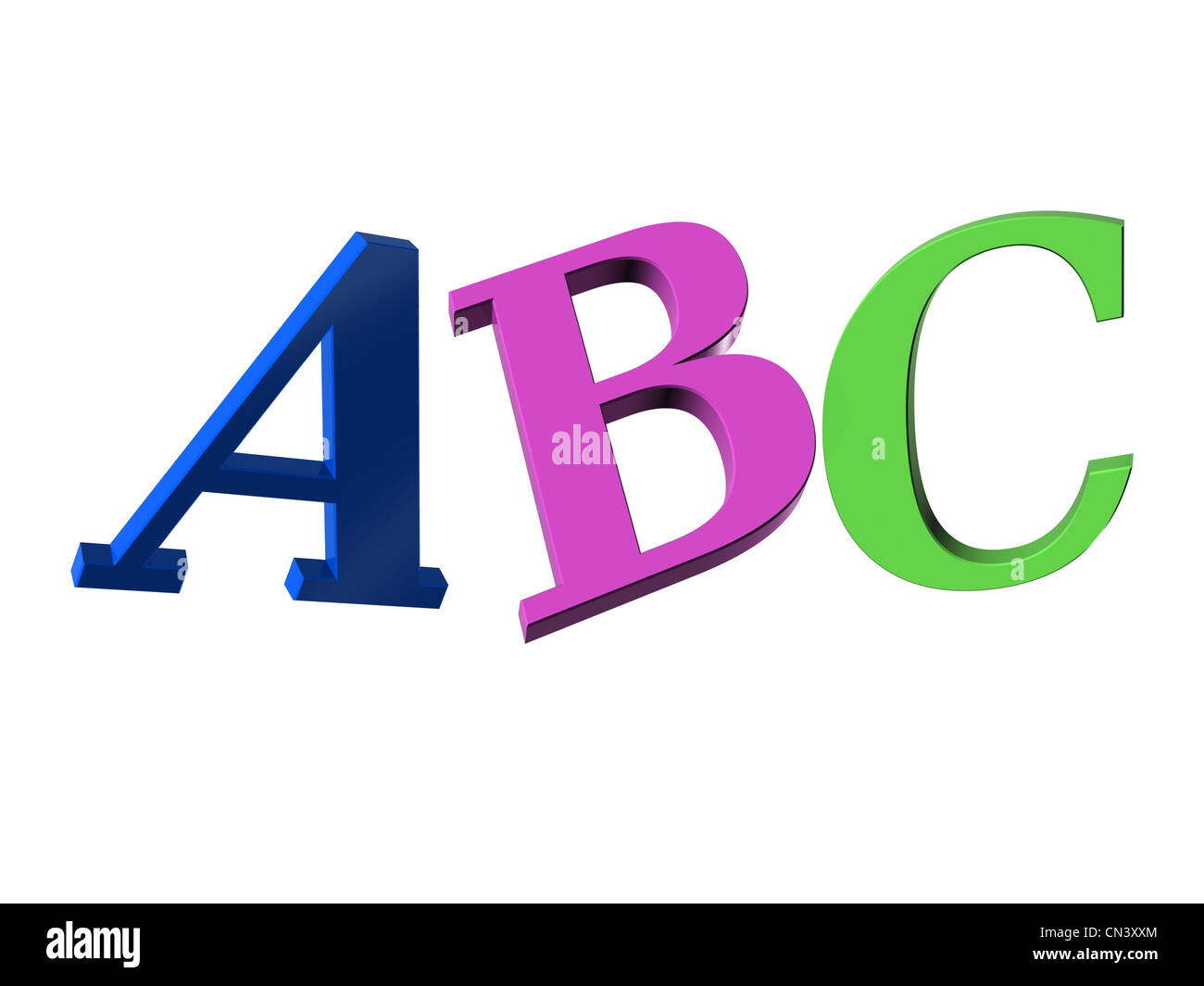Abc 3d lettere sull'aria, sfondo bianco Foto Stock