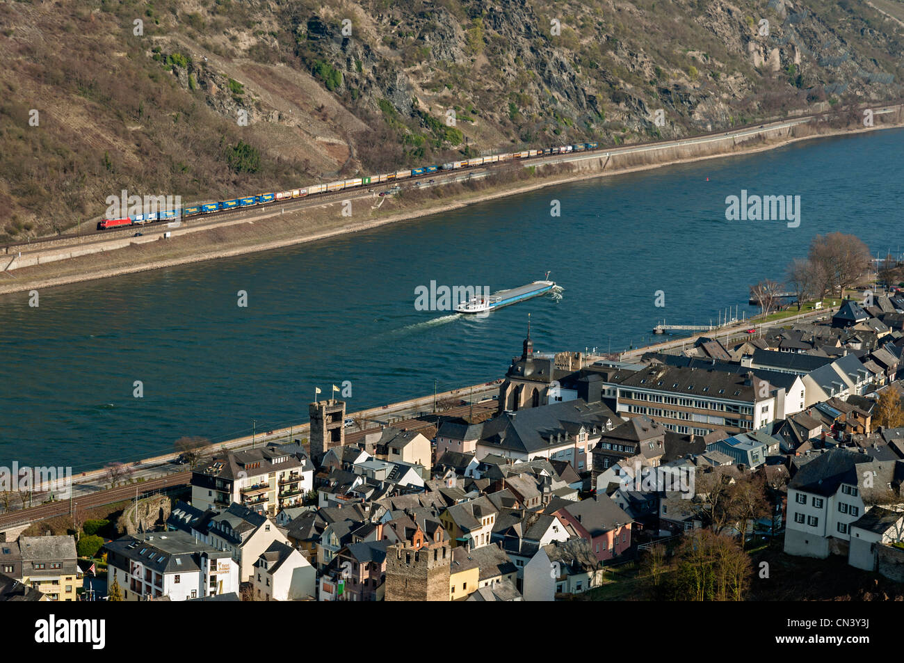 Oberwesel nell'UNESCO di cui gola del Reno, Renania Palatinato, Germania. Foto Stock