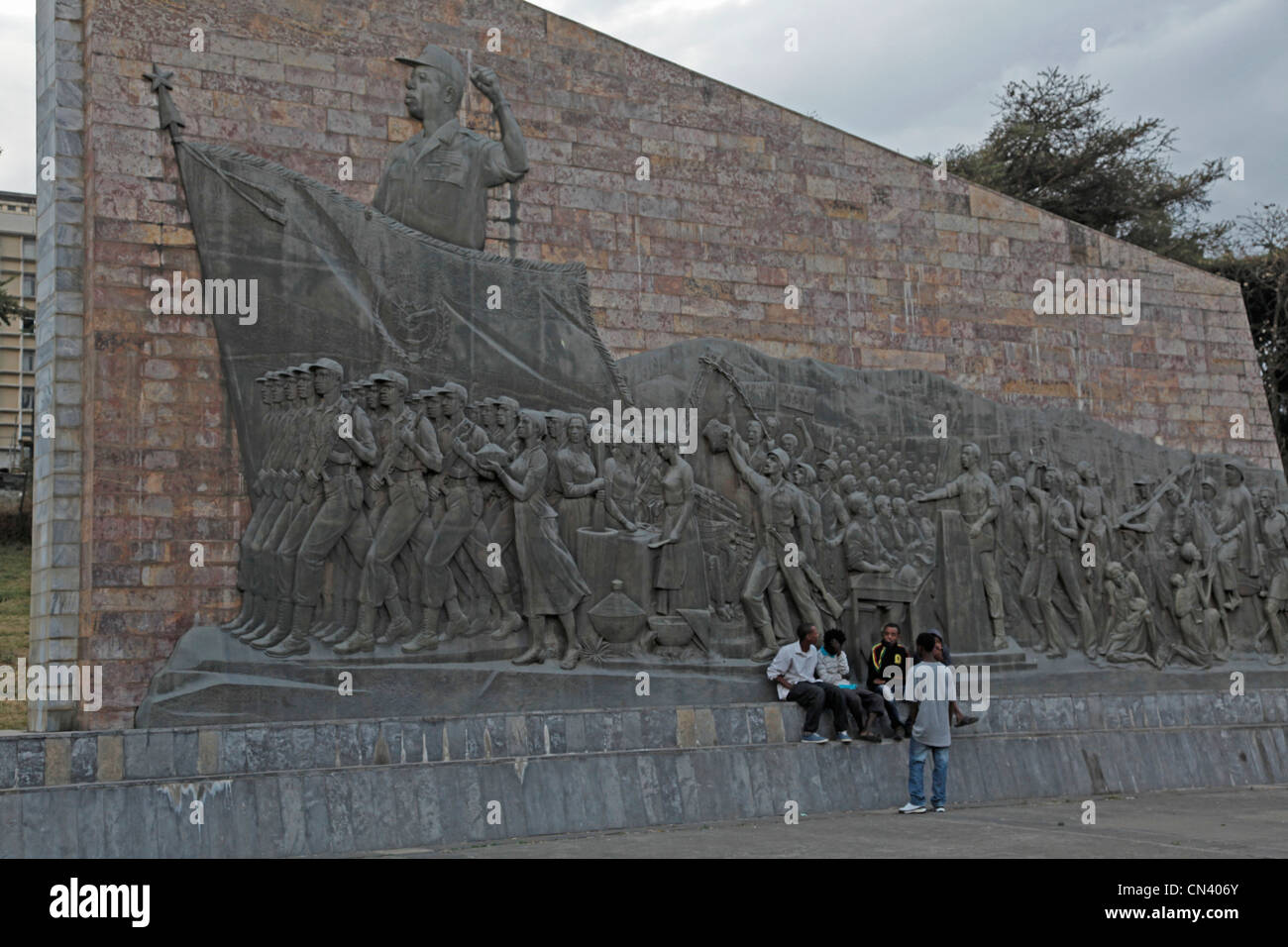 Monumento al Derg comunista giunta militare guidata da Mengitsu Haile Mariam, che ha governato l'Etiopia da 1974-1987, ad Addis Abeba Foto Stock