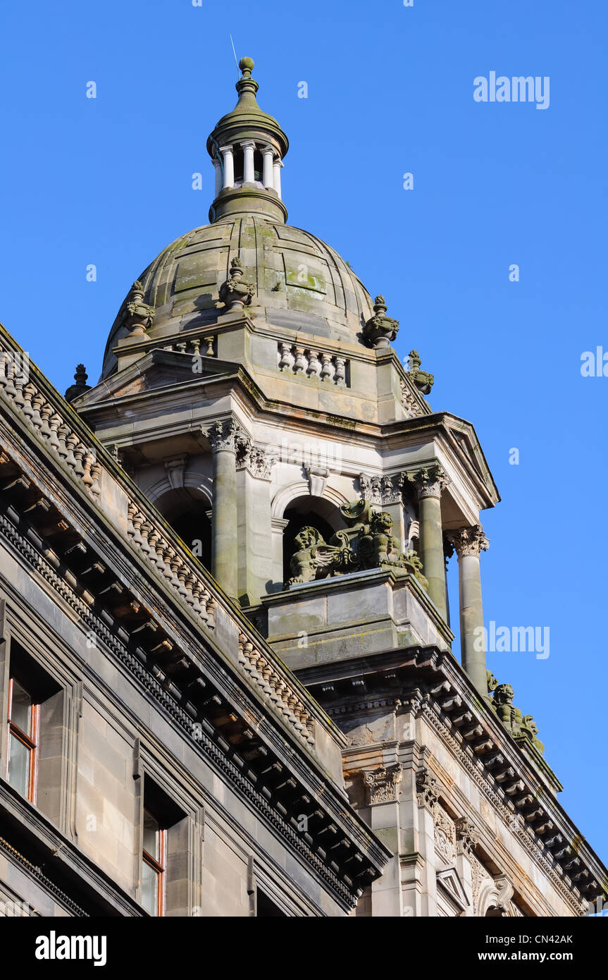 Bella architettura del City Chambers Building, John Street, Glasgow, Scozia, Regno Unito Foto Stock