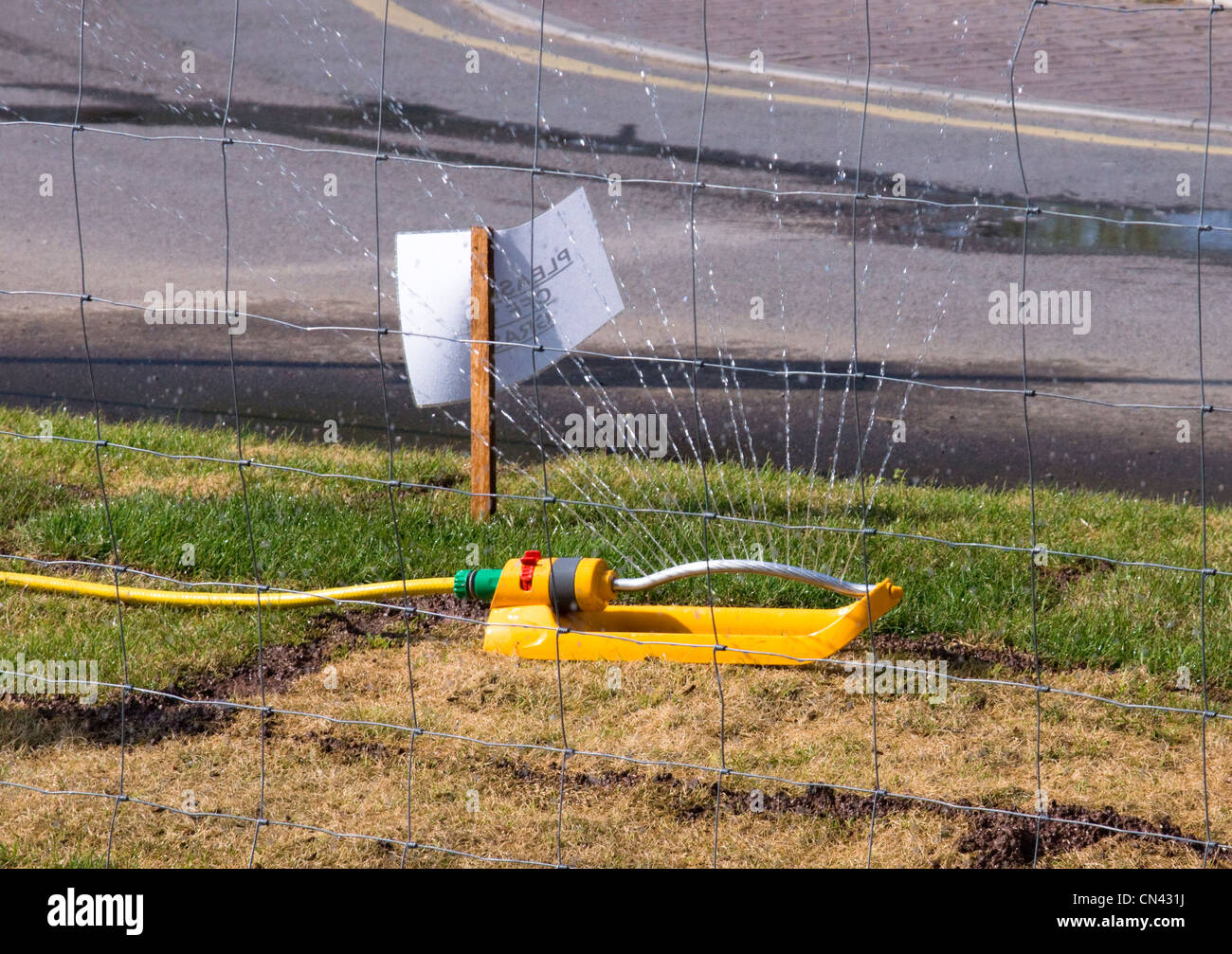 Acqua, sprinkler aspersione. Foto Stock