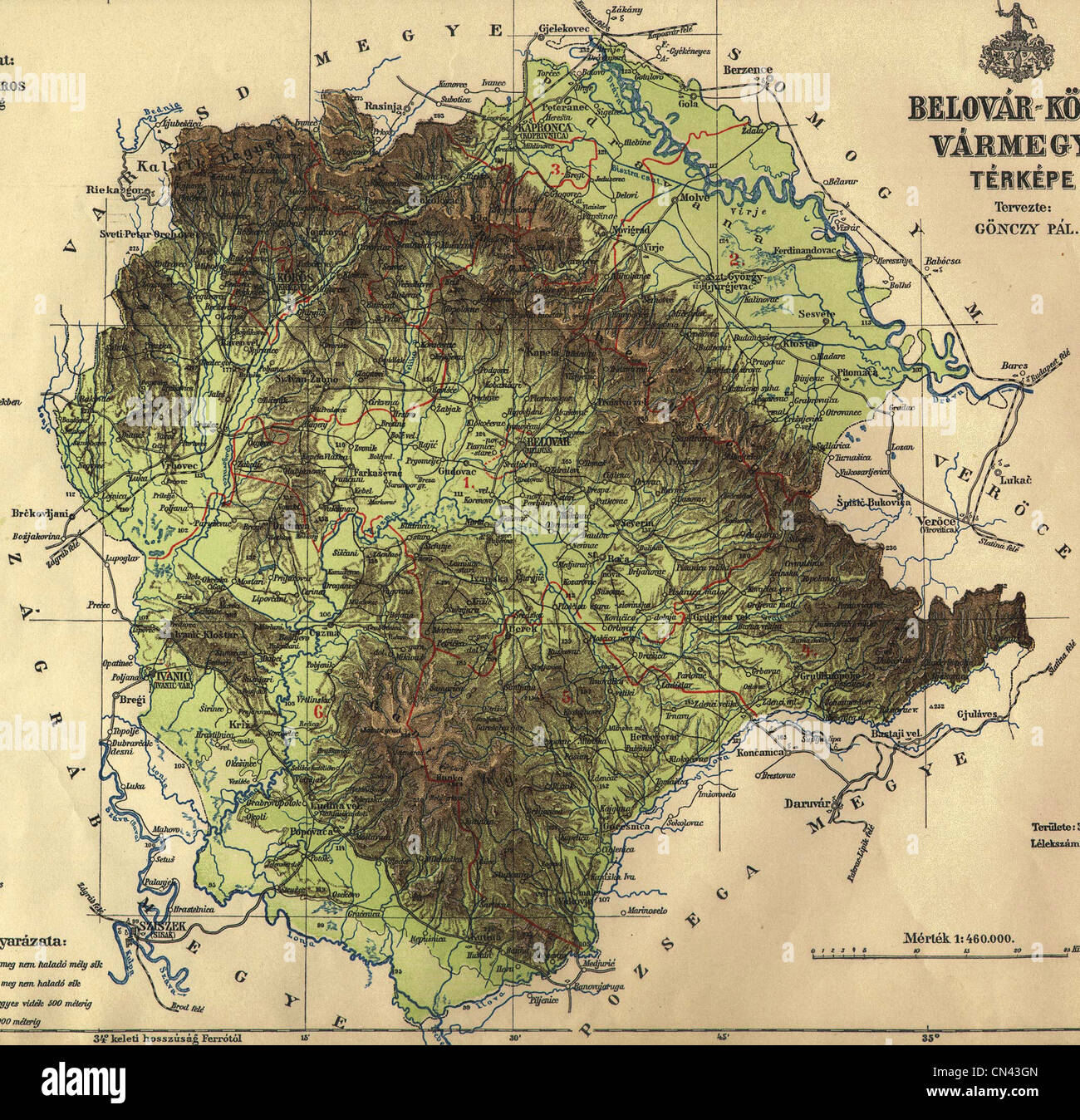 Vecchia mappa Foto Stock